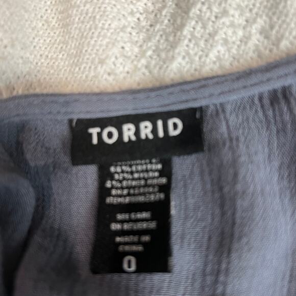 TORRID Dusty Blue Gauzy Lacey Boho Blouse 12 Hippie Coquette Cottage - Picture 5 of 11